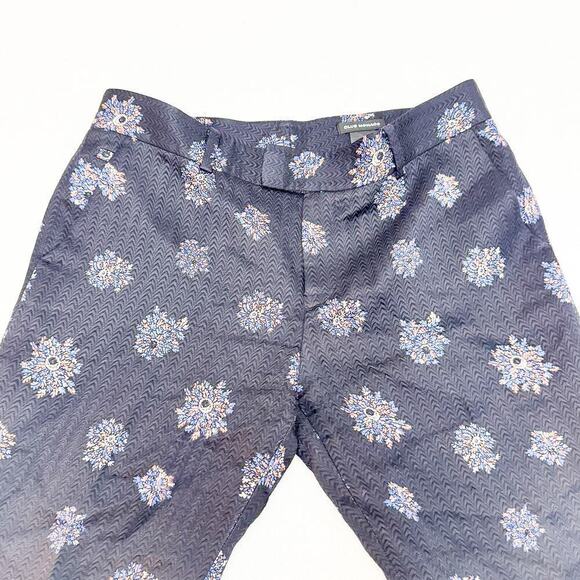 Club Monaco Silk Wool Flower Patterned Print Slack Pants Navy Size 2 - Picture 6 of 9